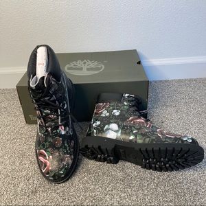 Timberland Black Floral Boots size 7 -NIB